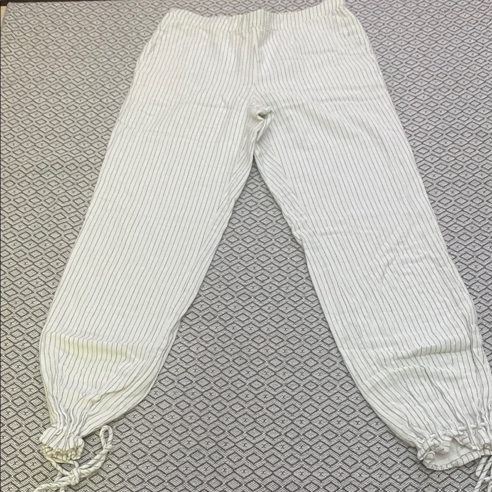 TAVIK Gentle used Striped White Pants with Drawstring XS
